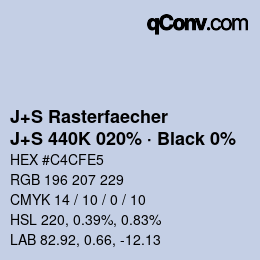 Farbcode: J+S Rasterfaecher - J+S 440K 020% · Black 0% | qconv.com