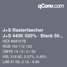 カラーコード: J+S Rasterfaecher - J+S 440K 020% · Black 50% | qconv.com
