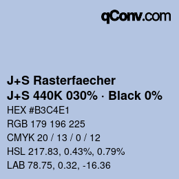 Code couleur: J+S Rasterfaecher - J+S 440K 030% · Black 0% | qconv.com