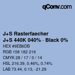 Farbcode: J+S Rasterfaecher - J+S 440K 040% · Black 0% | qconv.com