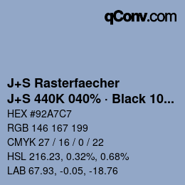 カラーコード: J+S Rasterfaecher - J+S 440K 040% · Black 10% | qconv.com