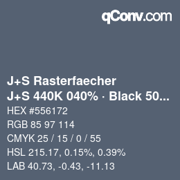 Farbcode: J+S Rasterfaecher - J+S 440K 040% · Black 50% | qconv.com