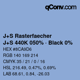 Code couleur: J+S Rasterfaecher - J+S 440K 050% · Black 0% | qconv.com
