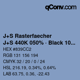 Farbcode: J+S Rasterfaecher - J+S 440K 050% · Black 10% | qconv.com