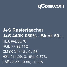 Code couleur: J+S Rasterfaecher - J+S 440K 050% · Black 50% | qconv.com