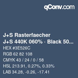 Farbcode: J+S Rasterfaecher - J+S 440K 060% · Black 50% | qconv.com