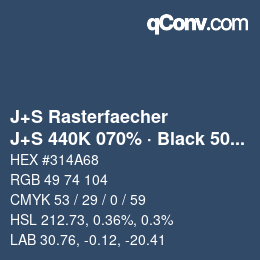 Farbcode: J+S Rasterfaecher - J+S 440K 070% · Black 50% | qconv.com