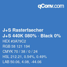 Code couleur: J+S Rasterfaecher - J+S 440K 080% · Black 0% | qconv.com