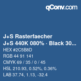 カラーコード: J+S Rasterfaecher - J+S 440K 080% · Black 30% | qconv.com