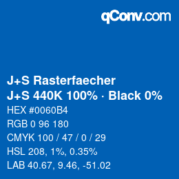 Farbcode: J+S Rasterfaecher - J+S 440K 100% · Black 0% | qconv.com