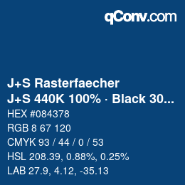 カラーコード: J+S Rasterfaecher - J+S 440K 100% · Black 30% | qconv.com