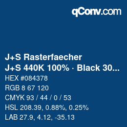 Code couleur: J+S Rasterfaecher - J+S 440K 100% · Black 30% | qconv.com