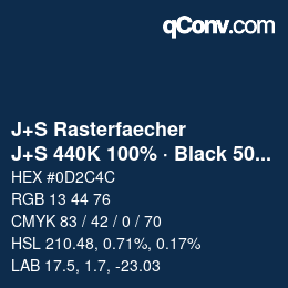 カラーコード: J+S Rasterfaecher - J+S 440K 100% · Black 50% | qconv.com