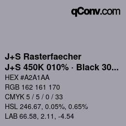Farbcode: J+S Rasterfaecher - J+S 450K 010% · Black 30% | qconv.com