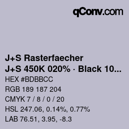 カラーコード: J+S Rasterfaecher - J+S 450K 020% · Black 10% | qconv.com