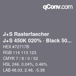 Code couleur: J+S Rasterfaecher - J+S 450K 020% · Black 50% | qconv.com