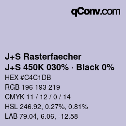 Farbcode: J+S Rasterfaecher - J+S 450K 030% · Black 0% | qconv.com