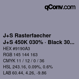 カラーコード: J+S Rasterfaecher - J+S 450K 030% · Black 30% | qconv.com