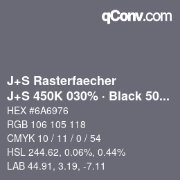 Farbcode: J+S Rasterfaecher - J+S 450K 030% · Black 50% | qconv.com