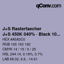 Farbcode: J+S Rasterfaecher - J+S 450K 040% · Black 10% | qconv.com