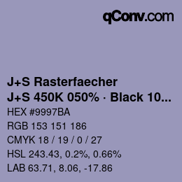 カラーコード: J+S Rasterfaecher - J+S 450K 050% · Black 10% | qconv.com