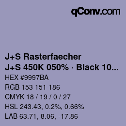 Color code: J+S Rasterfaecher - J+S 450K 050% · Black 10% | qconv.com