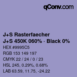 Color code: J+S Rasterfaecher - J+S 450K 060% · Black 0% | qconv.com