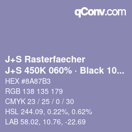 Farbcode: J+S Rasterfaecher - J+S 450K 060% · Black 10% | qconv.com