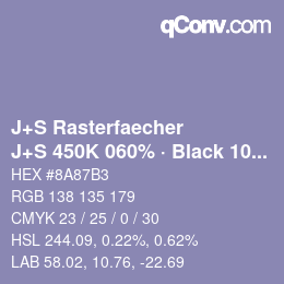 Color code: J+S Rasterfaecher - J+S 450K 060% · Black 10% | qconv.com