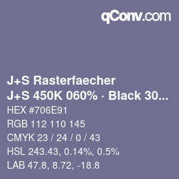 Farbcode: J+S Rasterfaecher - J+S 450K 060% · Black 30% | qconv.com