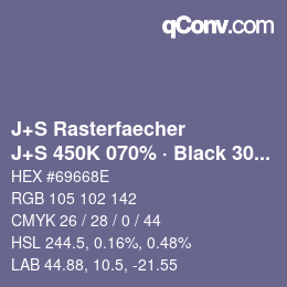 Code couleur: J+S Rasterfaecher - J+S 450K 070% · Black 30% | qconv.com