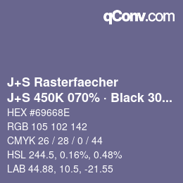 Color code: J+S Rasterfaecher - J+S 450K 070% · Black 30% | qconv.com