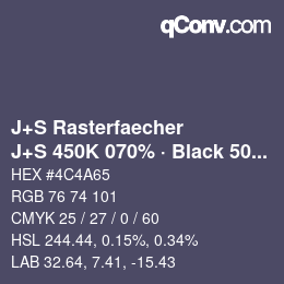 Farbcode: J+S Rasterfaecher - J+S 450K 070% · Black 50% | qconv.com