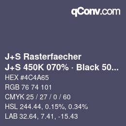 Color code: J+S Rasterfaecher - J+S 450K 070% · Black 50% | qconv.com