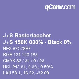 Color code: J+S Rasterfaecher - J+S 450K 080% · Black 0% | qconv.com