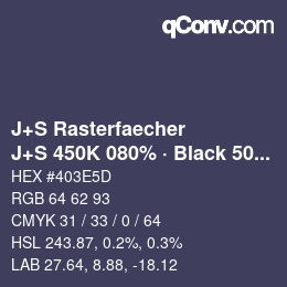 Farbcode: J+S Rasterfaecher - J+S 450K 080% · Black 50% | qconv.com