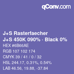 Farbcode: J+S Rasterfaecher - J+S 450K 090% · Black 0% | qconv.com