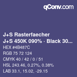 Farbcode: J+S Rasterfaecher - J+S 450K 090% · Black 30% | qconv.com