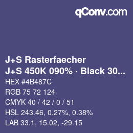 Code couleur: J+S Rasterfaecher - J+S 450K 090% · Black 30% | qconv.com