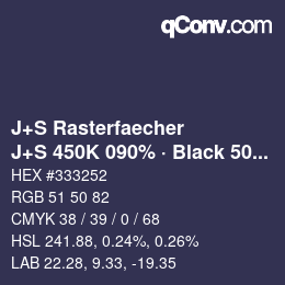 Farbcode: J+S Rasterfaecher - J+S 450K 090% · Black 50% | qconv.com