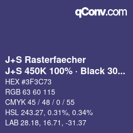 Code couleur: J+S Rasterfaecher - J+S 450K 100% · Black 30% | qconv.com