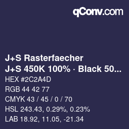 Farbcode: J+S Rasterfaecher - J+S 450K 100% · Black 50% | qconv.com