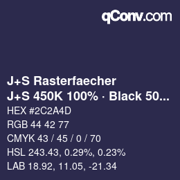 Code couleur: J+S Rasterfaecher - J+S 450K 100% · Black 50% | qconv.com