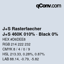 Farbcode: J+S Rasterfaecher - J+S 460K 010% · Black 0% | qconv.com
