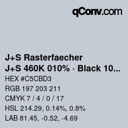 カラーコード: J+S Rasterfaecher - J+S 460K 010% · Black 10% | qconv.com