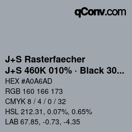 Farbcode: J+S Rasterfaecher - J+S 460K 010% · Black 30% | qconv.com