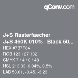 Farbcode: J+S Rasterfaecher - J+S 460K 010% · Black 50% | qconv.com