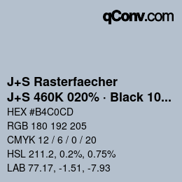 Farbcode: J+S Rasterfaecher - J+S 460K 020% · Black 10% | qconv.com