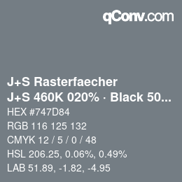 Farbcode: J+S Rasterfaecher - J+S 460K 020% · Black 50% | qconv.com