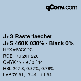 Farbcode: J+S Rasterfaecher - J+S 460K 030% · Black 0% | qconv.com